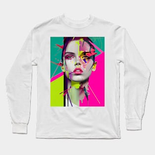 Modern woman in pop-art style Long Sleeve T-Shirt